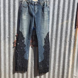 Allen B jeans - with beaded lace flare leg jeans.